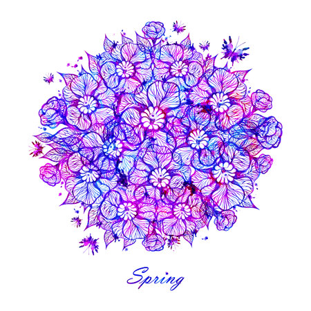 Vector floral background with flowers.のイラスト素材