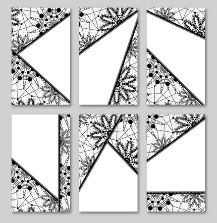 Abstract lace vintage cards. set of backgrounds. Black vintage designのイラスト素材