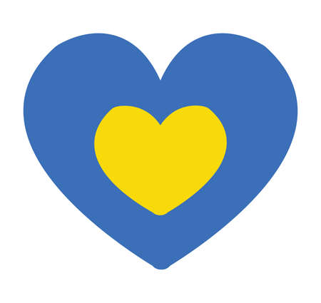 Love Ukraine clipart element. Blue and yellow vector hearts, peaceful colors of Ukrainian flagのイラスト素材