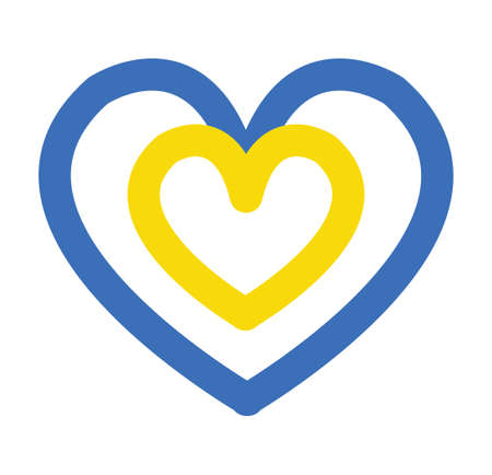 Love Ukraine clipart element. Blue and yellow vector hearts, peaceful colors of Ukrainian flagのイラスト素材