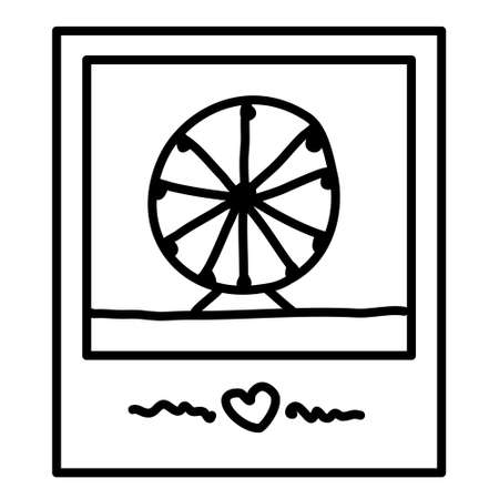 Cute photo frame memory from summer vacation. Instant camera pic for travel photo album. Fun minimalist fair drawingのイラスト素材