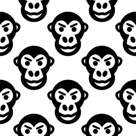 Monkeypox virus seamless pattern. Angry gorilla face repeating vector background. Health monkey pox medical emergency.のイラスト素材