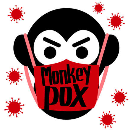 Monkeypox virus outbreak icon. Gorilla in face mask. Health monkey pox emergency. Viral dangerous smallpox infectionのイラスト素材