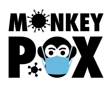 Monkeypox virus outbreak. Health monkey pox emergency. Viral dangerous smallpox infection. Medical symptoms, awareness.のイラスト素材