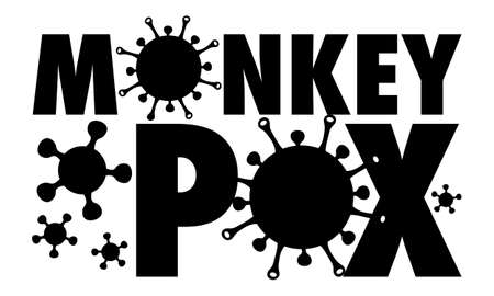 Monkeypox virus outbreak. Health monkey pox emergency. Viral dangerous smallpox infection. Medical symptoms, awareness.のイラスト素材