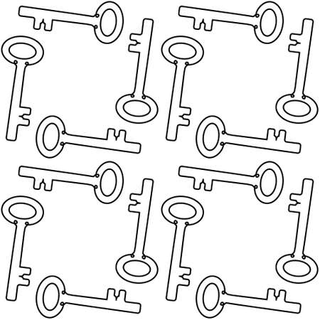 Antique keys seamless pattern. Minimalist continuous line key background. Vector illustration for data protectionのイラスト素材