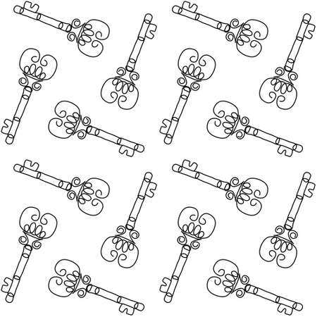 Antique keys seamless pattern. Minimalist continuous line key background. Vector illustration for data protectionのイラスト素材