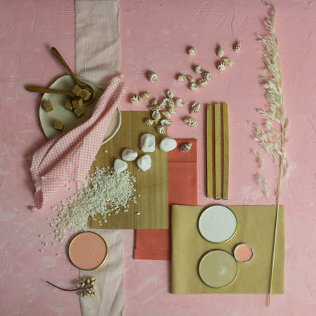 mood board color palette for interior design and decorの写真素材