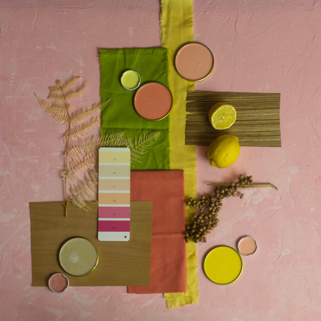mood board color palette for interior design and decor