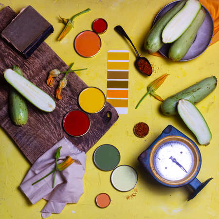 mood board, color palette for decor and interior designの写真素材