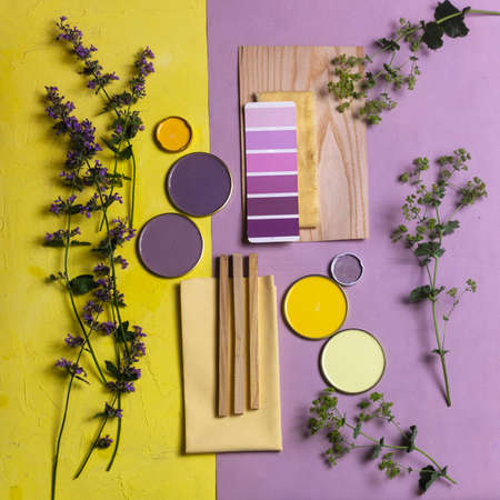 mood board, color palette for decor and interior designの写真素材