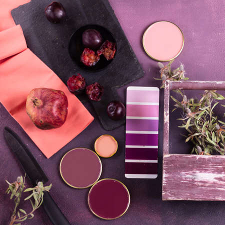color palette mood board for decor and interior design top viewの写真素材