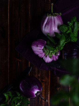 still life with vegetables on a dark background