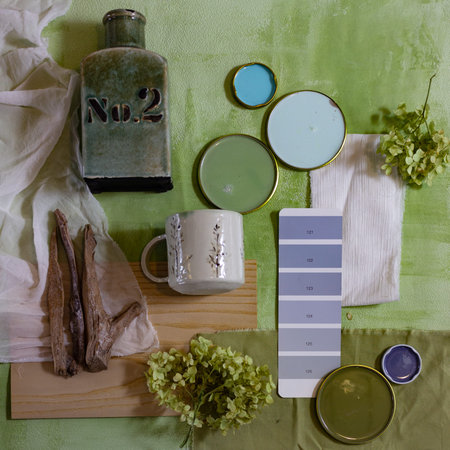 collage color palette mood board for interior design and decor