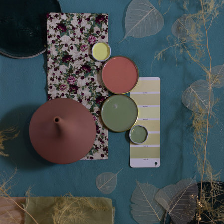 collage color palette mood board for interior design and decor