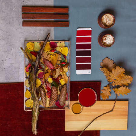 Autumn mood board for interior designの写真素材