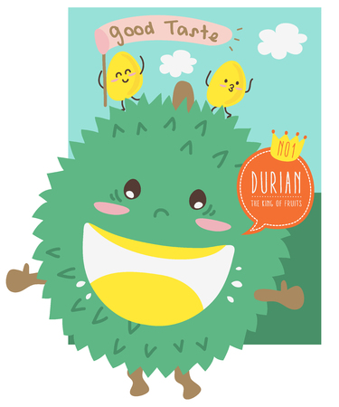 Cute Durian Cartoon/ Mascot Vector Designのイラスト素材
