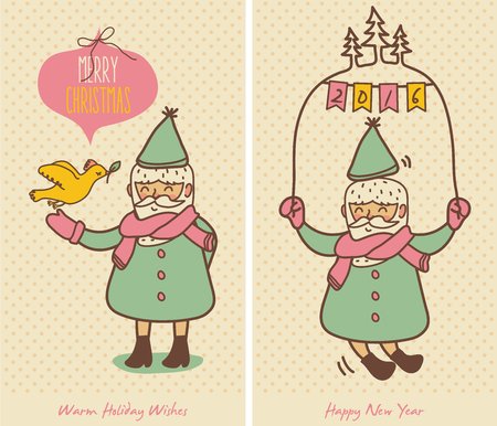 Santa Claus with Christmas Greetingsのイラスト素材