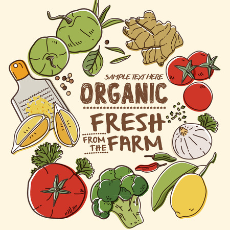 Fresh organic farm vegetables.のイラスト素材