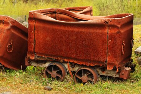 Old rusty coal wagonの写真素材
