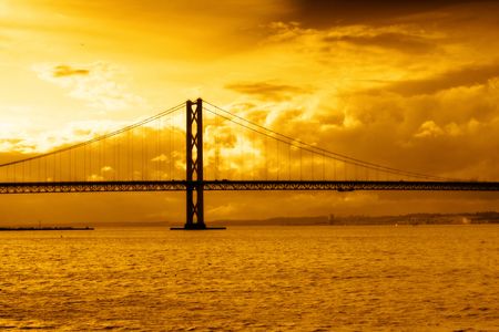 Forth Road  Bridge in the sunset Edinburgh の写真素材