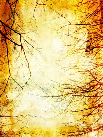Grunge background with tree branchesの写真素材