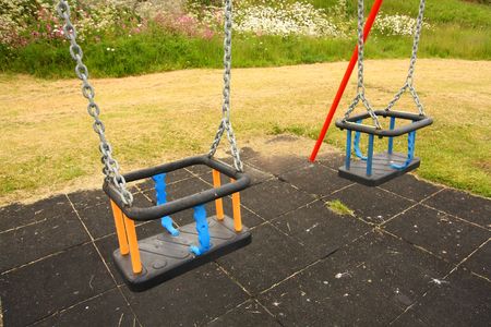 Swings in the parkの写真素材