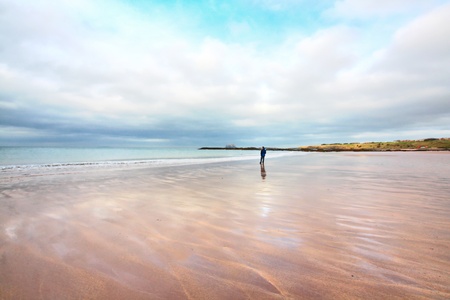 April beach at North Berwick, Scotlandの写真素材