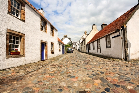 Old houses in Culross, the former royal burgh in Fife, Scotland founded in 6th centuryの写真素材