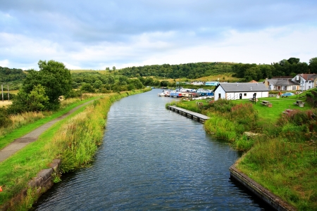 Forth and Clyde Canal, Scotland on Summer dayの写真素材