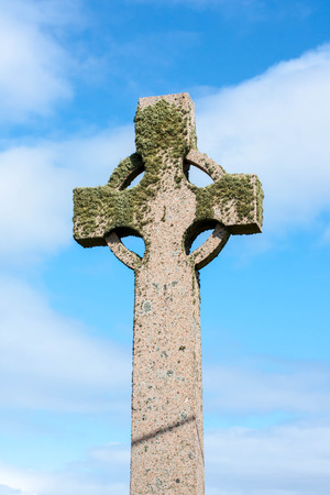 Celtic cross in Iona island, Scotlandの写真素材