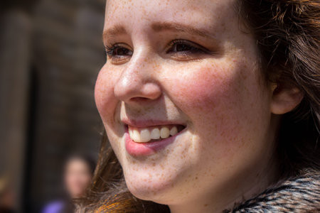 Beautiful, young girl smiling, close up portrait