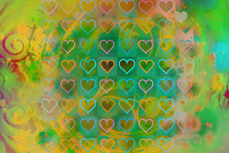 Colorful abstract background with heart pattern