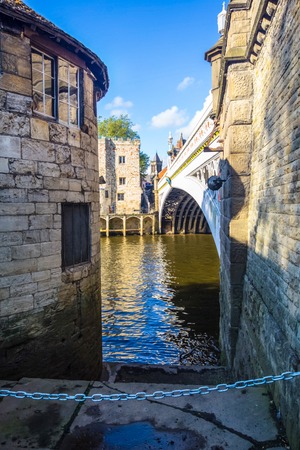Lendal Bridge from the South Bank, looking downstreamの写真素材