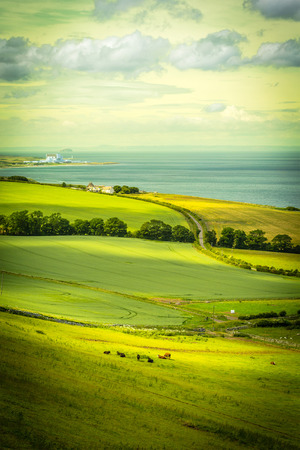 Scottish summer landscape, East Lothians, Scotland, UKの写真素材