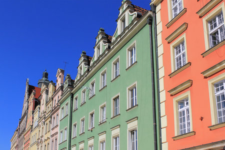 Architecture of Wroclaw, Poland, Europe. City centre, Colorful, historical Market square...