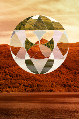 Geometric Collage over the image of Scotland in Autumn.の写真素材