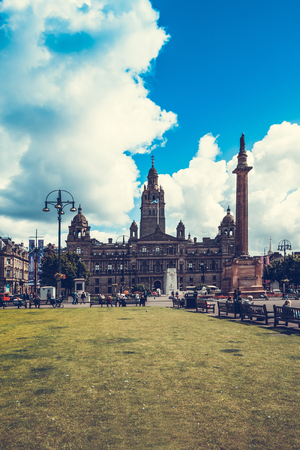 Tourists at the George Square in Glasgow, Scotland, 01.08.2017のeditorial素材