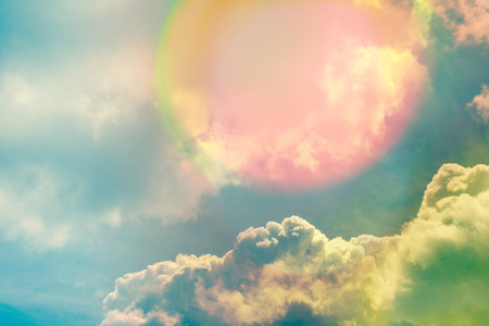 Beautiful sky with clouds and sunlight, natural backgroundの写真素材