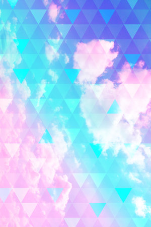 Bright, colorful futuristic, geometric background with triangles pattern