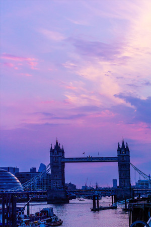 Panorama of London in the sunset with shard and Tower Bridge, London, UKのeditorial素材