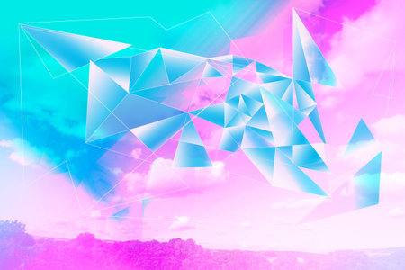 Beautiful, modern, polygonal, triangles brght artistic backgroundの写真素材