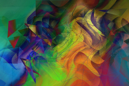 Trendy dreamy, abstract, fantasy 3d multicolour, geometric background