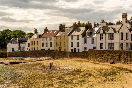 Arbroath, the bach and houses, Scotlandの写真素材