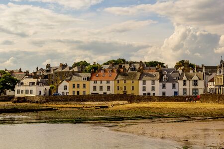 Arbroath, the bach and houses, Scotlandの写真素材