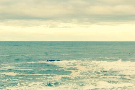 Stormy sea in Dunbar, a seaside town in Scotland, UKの写真素材