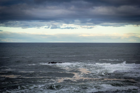 Stormy sea in Dunbar, a seaside town in Scotland, UK