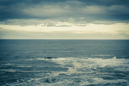 Stormy sea in Dunbar, a seaside town in Scotland, UKの写真素材