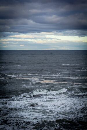 Stormy sea in Dunbar, a seaside town in Scotland, UKの写真素材