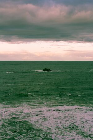 Stormy sea in Dunbar, a seaside town in Scotland, UKの写真素材